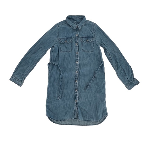 Gap Denim Long Sleeve Button Up Jean Mini Dress Size XL Regular Big Girl's - Picture 1 of 5